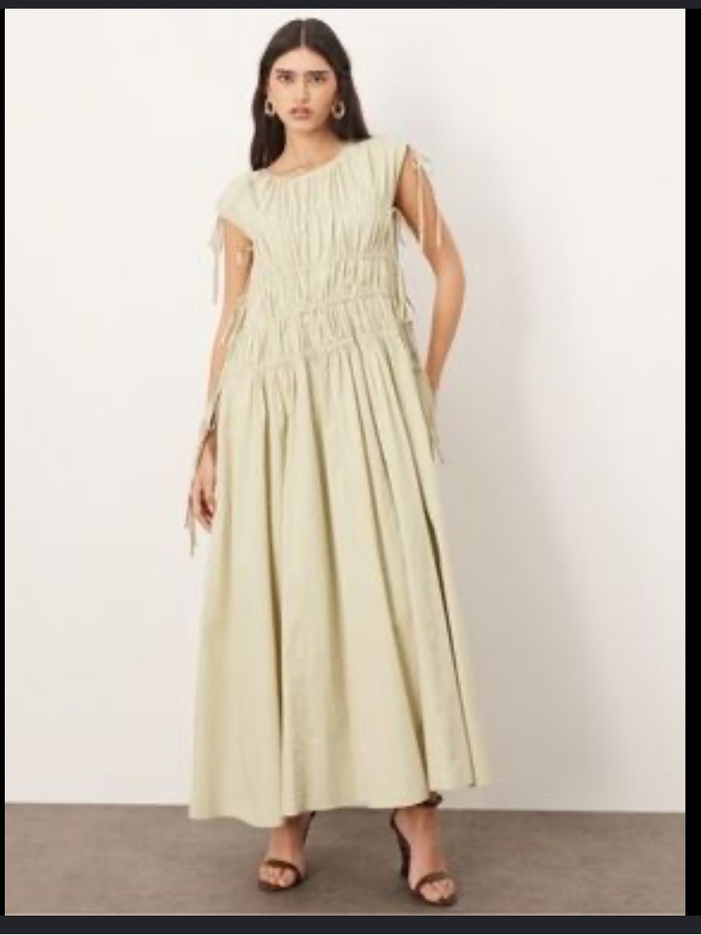 ARRANGE Tie-Shoulder Maxi Dress in Light Sage